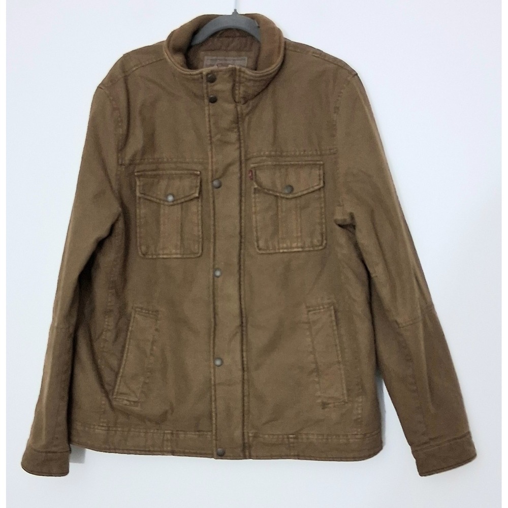 Levi's Twill Jacket Men's Large Brown Trucker Military Field Barn Chore Quilted